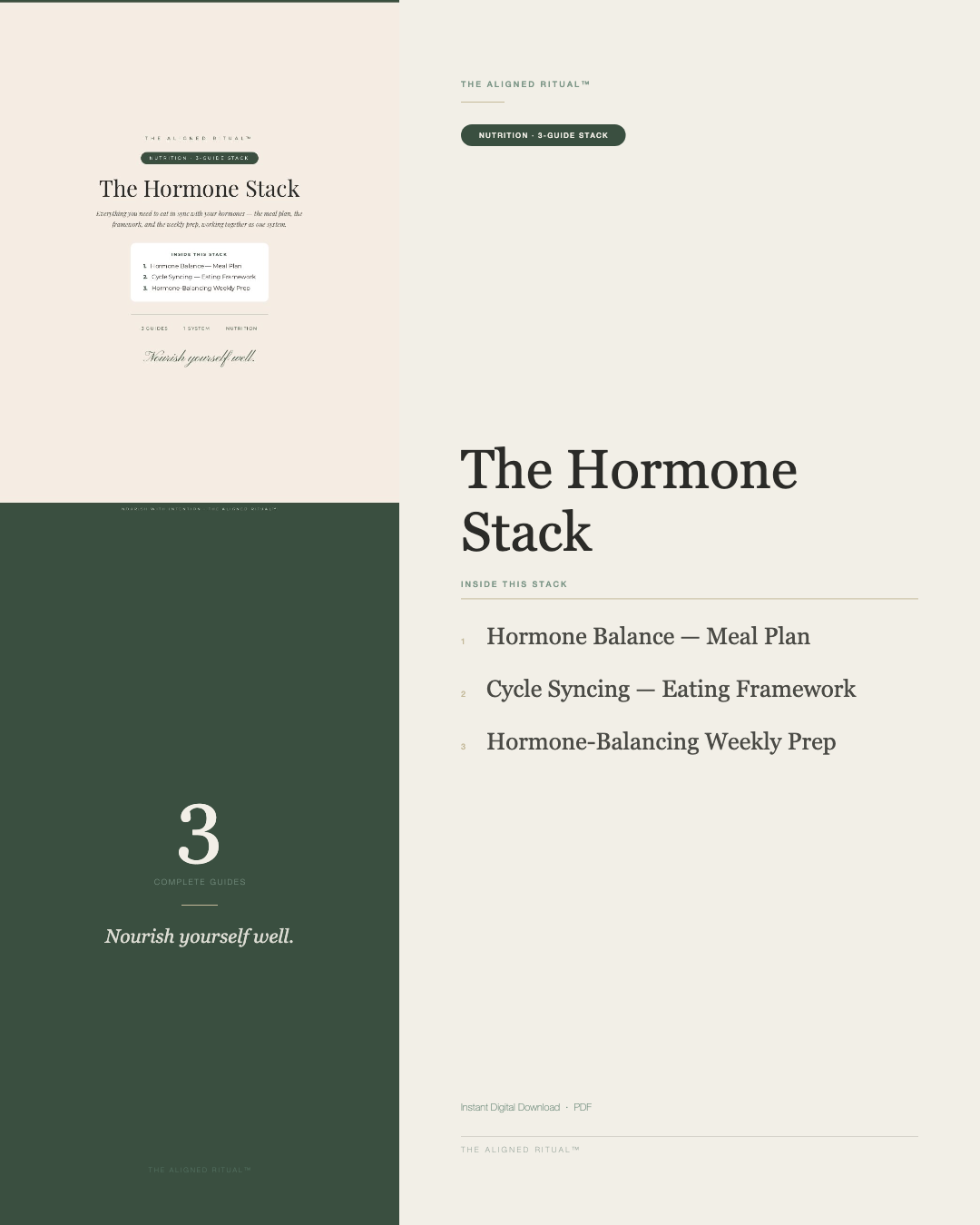 The Hormone Stack — Hormone Balance Meal Plan + Cycle Syncing Guide (3-Guide Bundle)