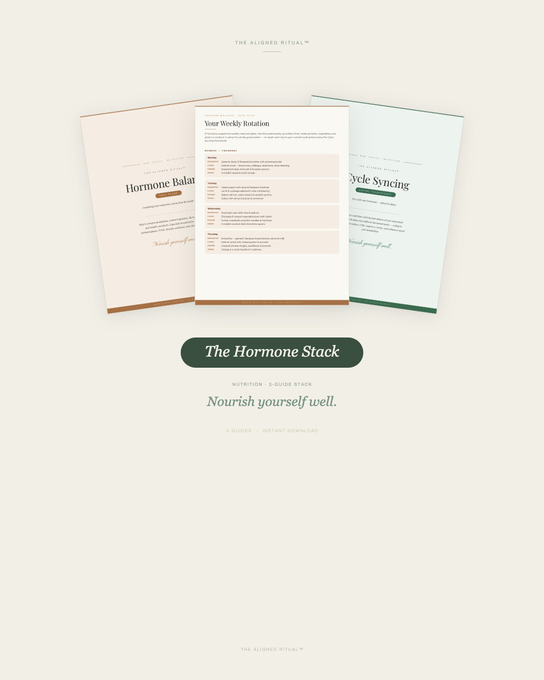 The Hormone Stack — Hormone Balance Meal Plan + Cycle Syncing Guide (3-Guide Bundle)