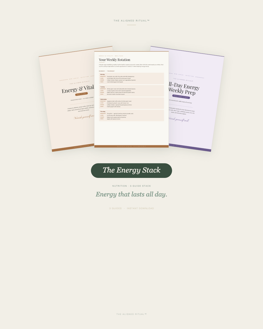 The Energy Stack — All-Day Energy Meal Plan + Prep Guides (3-Guide Bundle)