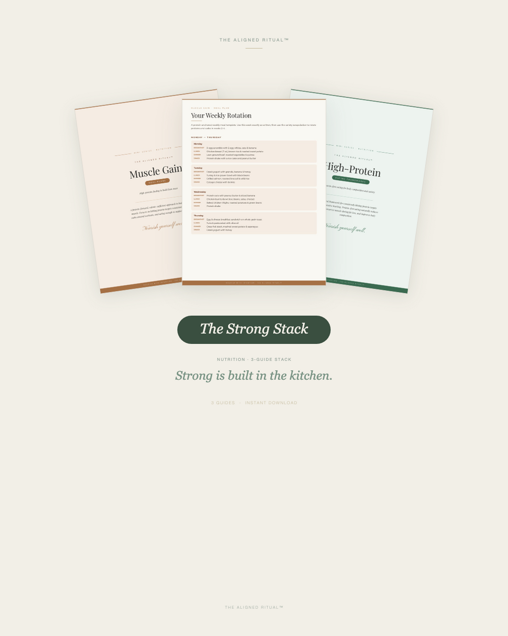 The Strong Stack — Muscle Gain Meal Plan + High-Protein Framework & Prep (3-Guide Bundle)