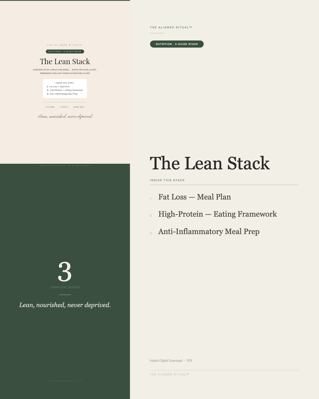 The Lean Stack — Fat Loss Meal Plan + High-Protein Framework & Anti-Inflammatory Prep (3-Guide Bundle)