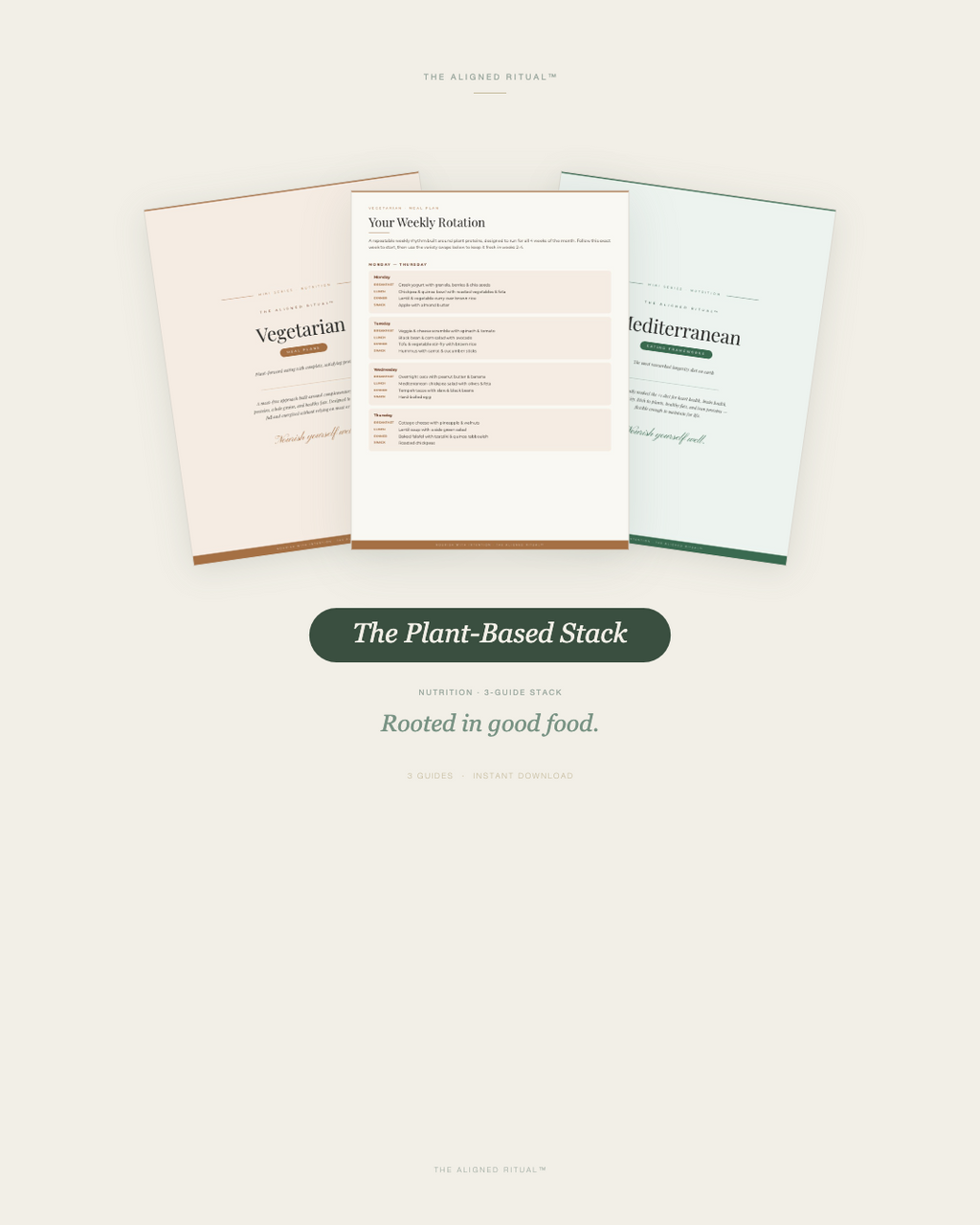 The Plant-Based Stack — Vegetarian Meal Plan + Mediterranean & Anti-Inflammatory Frameworks (3-Guide Bundle)