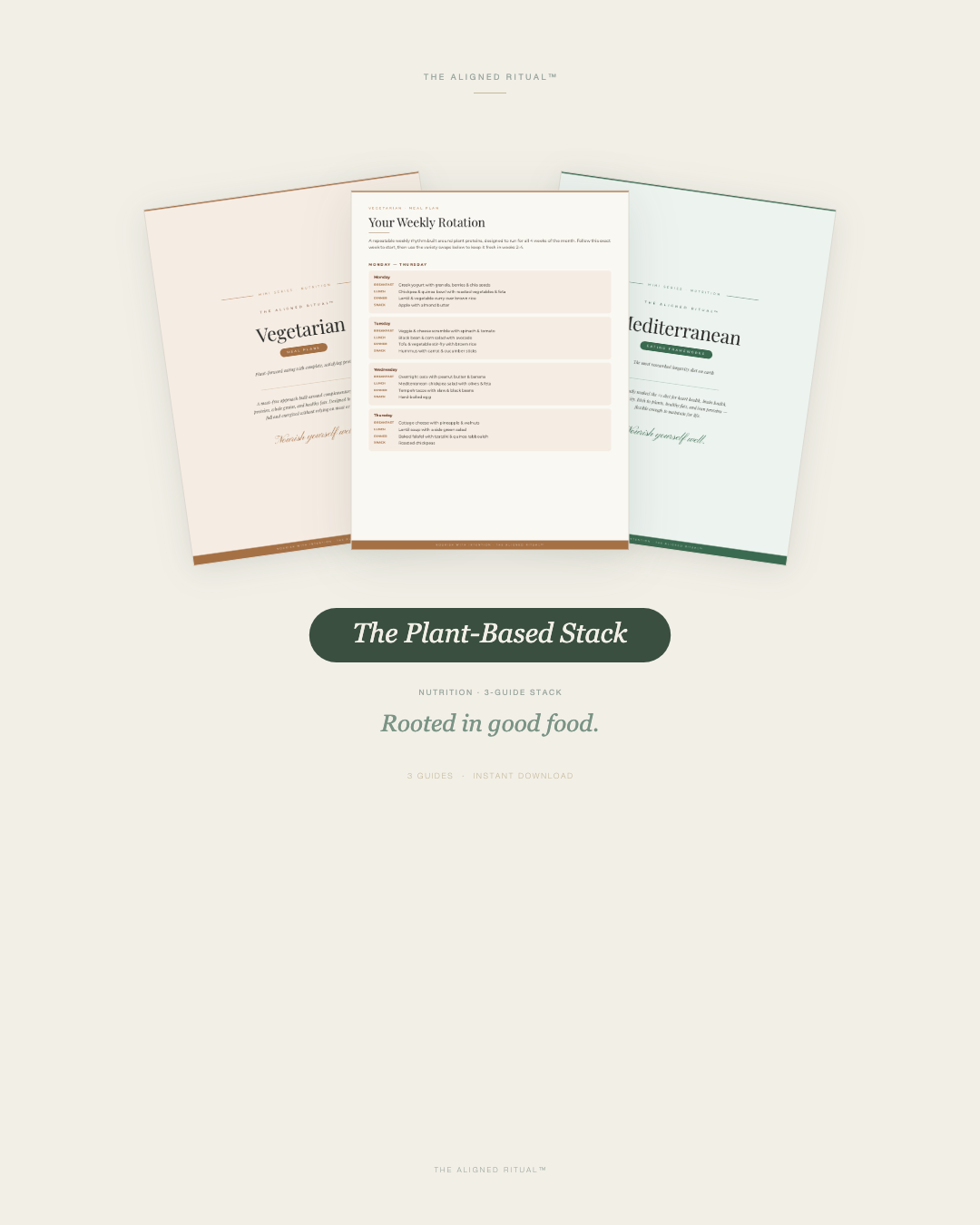 The Plant-Based Stack — Vegetarian Meal Plan + Mediterranean & Anti-Inflammatory Frameworks (3-Guide Bundle)