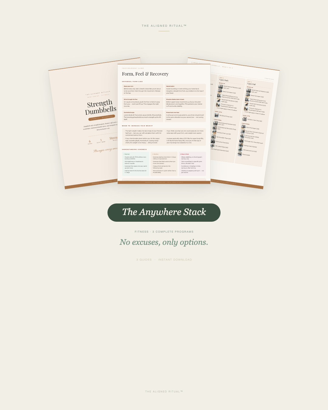 The Anywhere Stack — 3 Complete 6-Week Fitness Programs (Home, Gym & Dumbbell)