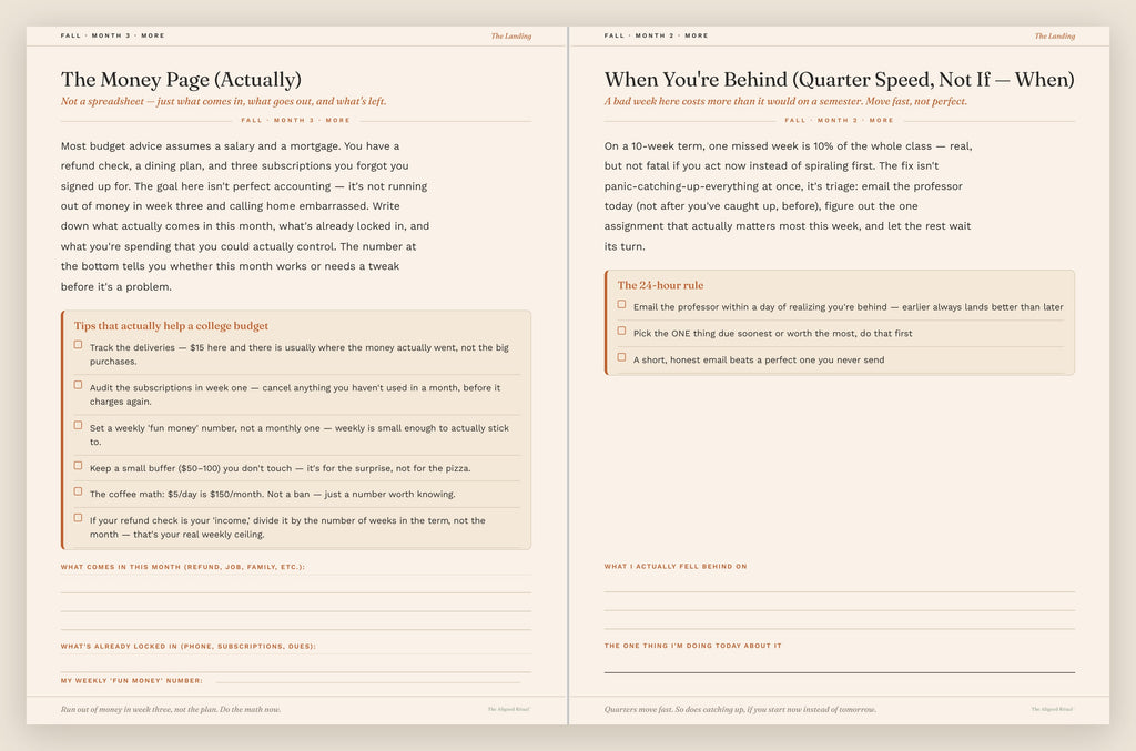The Landing — Quarter Edition Money Page spread