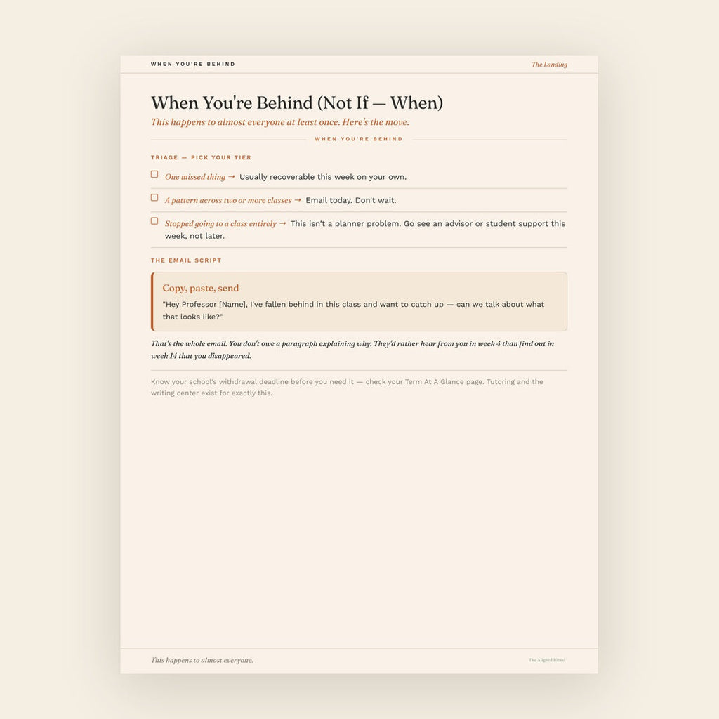 The Landing — Semester Edition When You're Behind page
