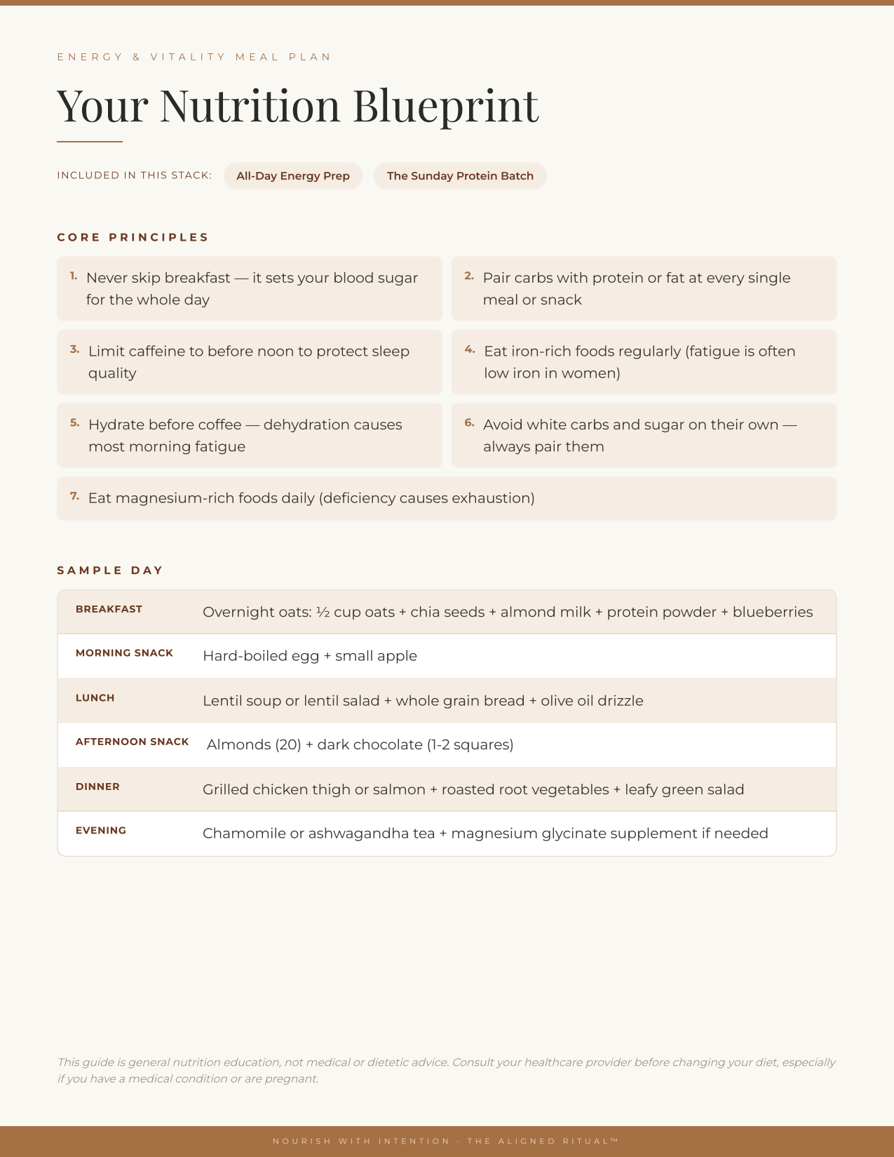 The Energy Stack — All-Day Energy Meal Plan + Prep Guides (3-Guide Bundle)