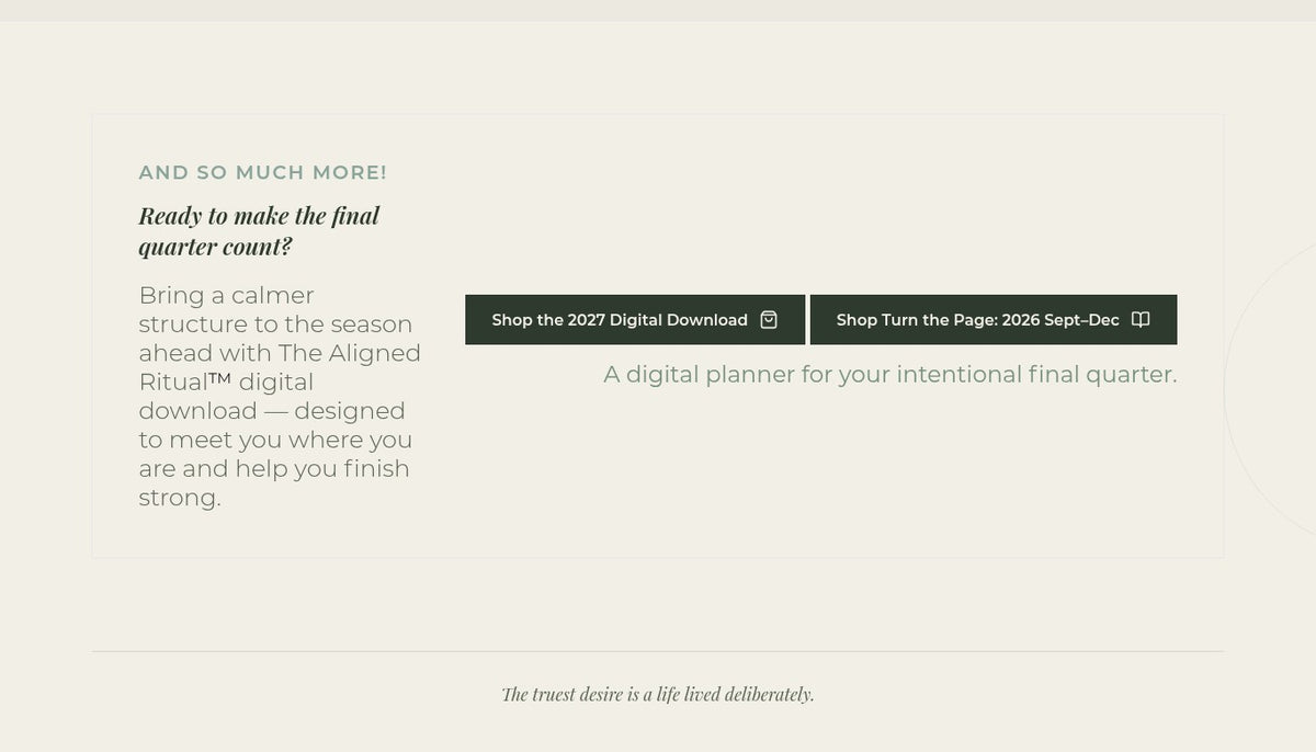 The Aligned Ritual™ Turn the Page — Sept–Dec 2026 (Digital Edition, PDF)